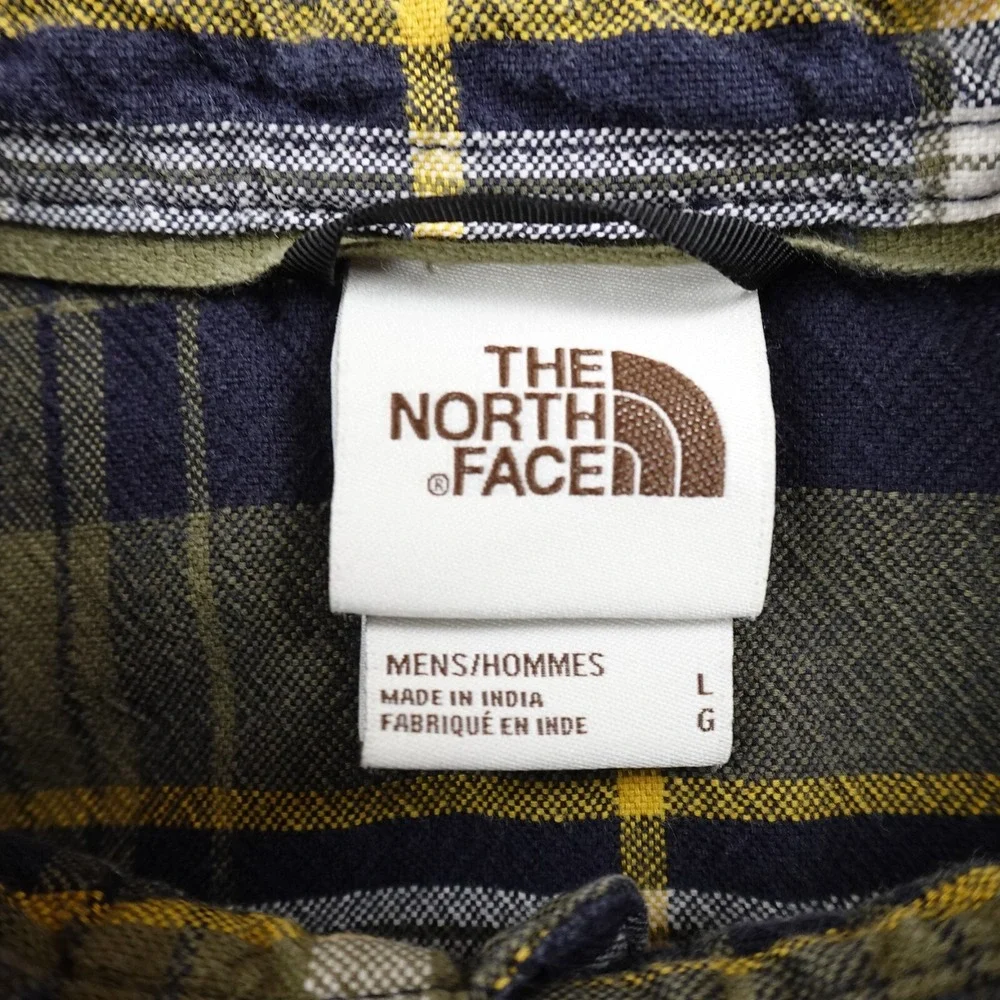 North‎ Face Shirt Mens L Green Long Sleeve Button Up Outdoor Hiking Trail Trek